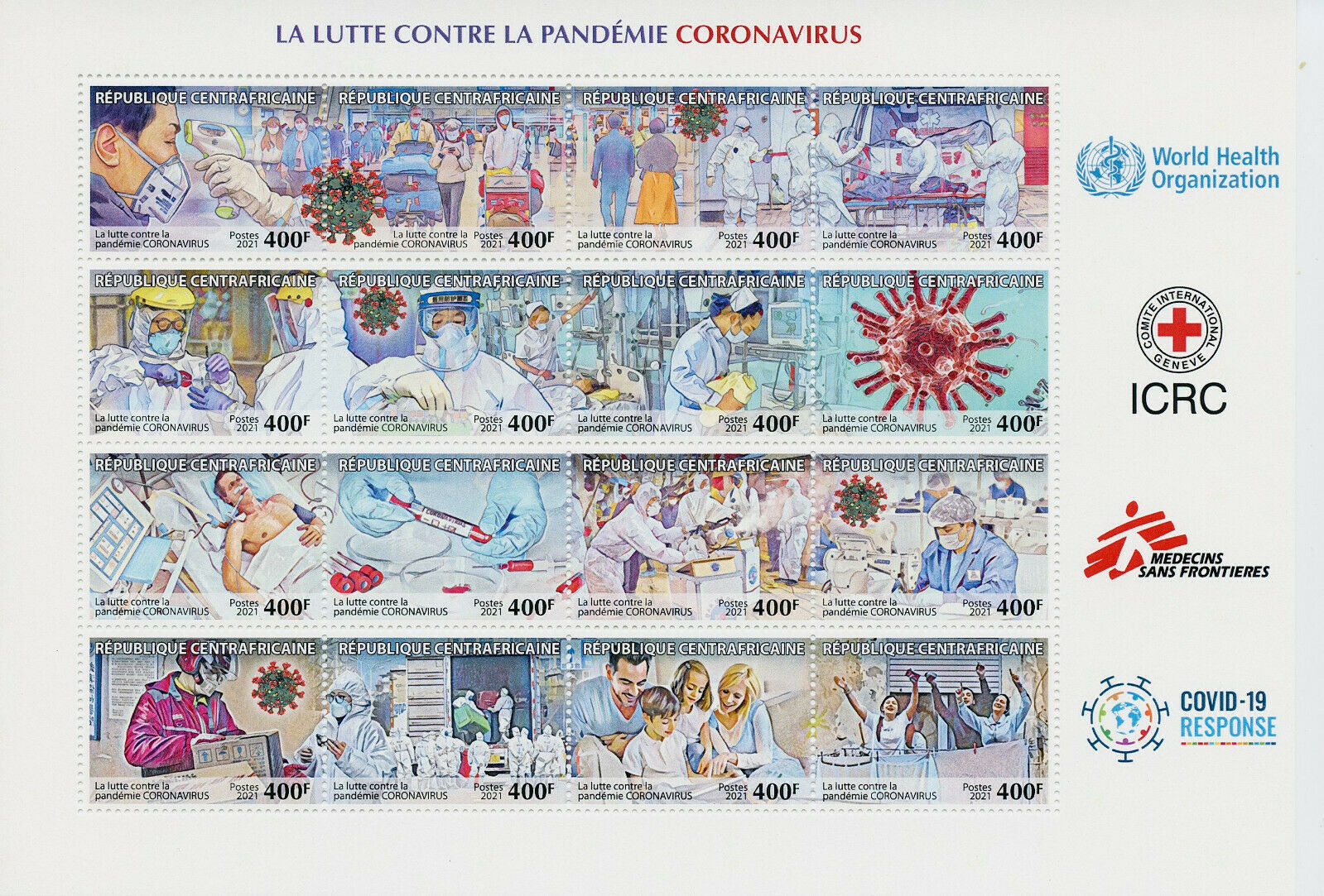 Central African Rep 2021 MNH Medical Stamps Fight Against Corona Covid Covid-19 16v M/S