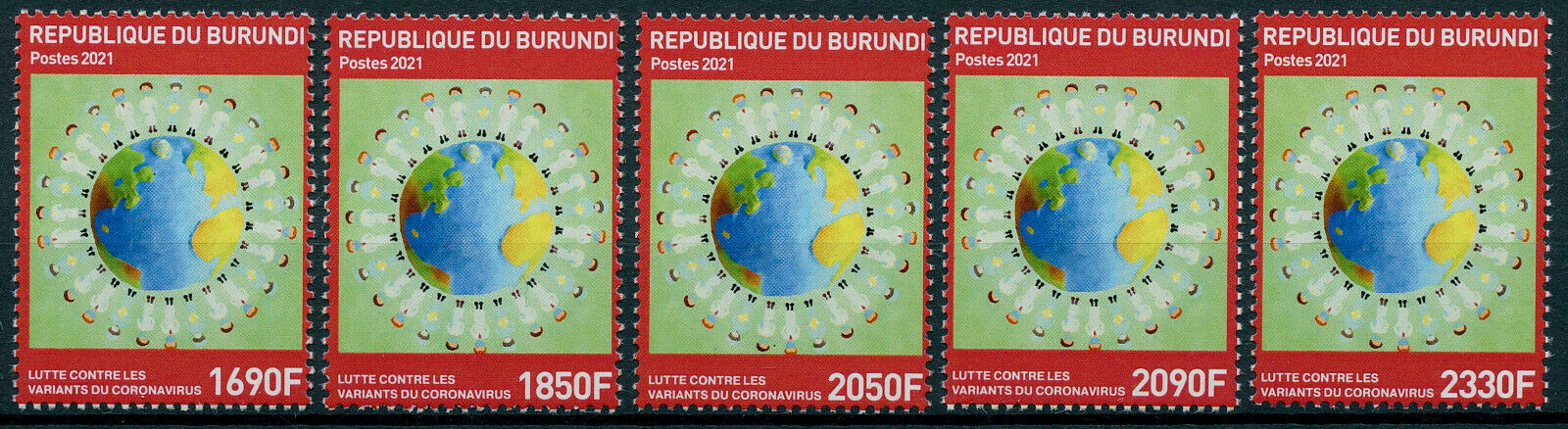 Burundi 2021 MNH Medical Stamps Fight Against Corona Variants Covid Covid-19 5v Set