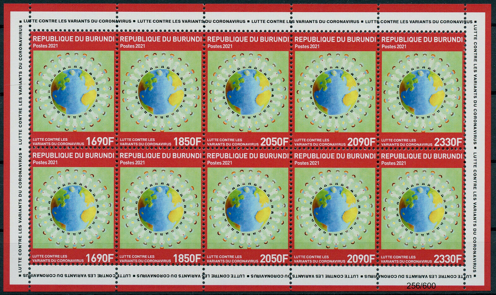 Burundi 2021 MNH Medical Stamps Fight Against Corona Variants Covid Covid-19 10v Numbered M/S