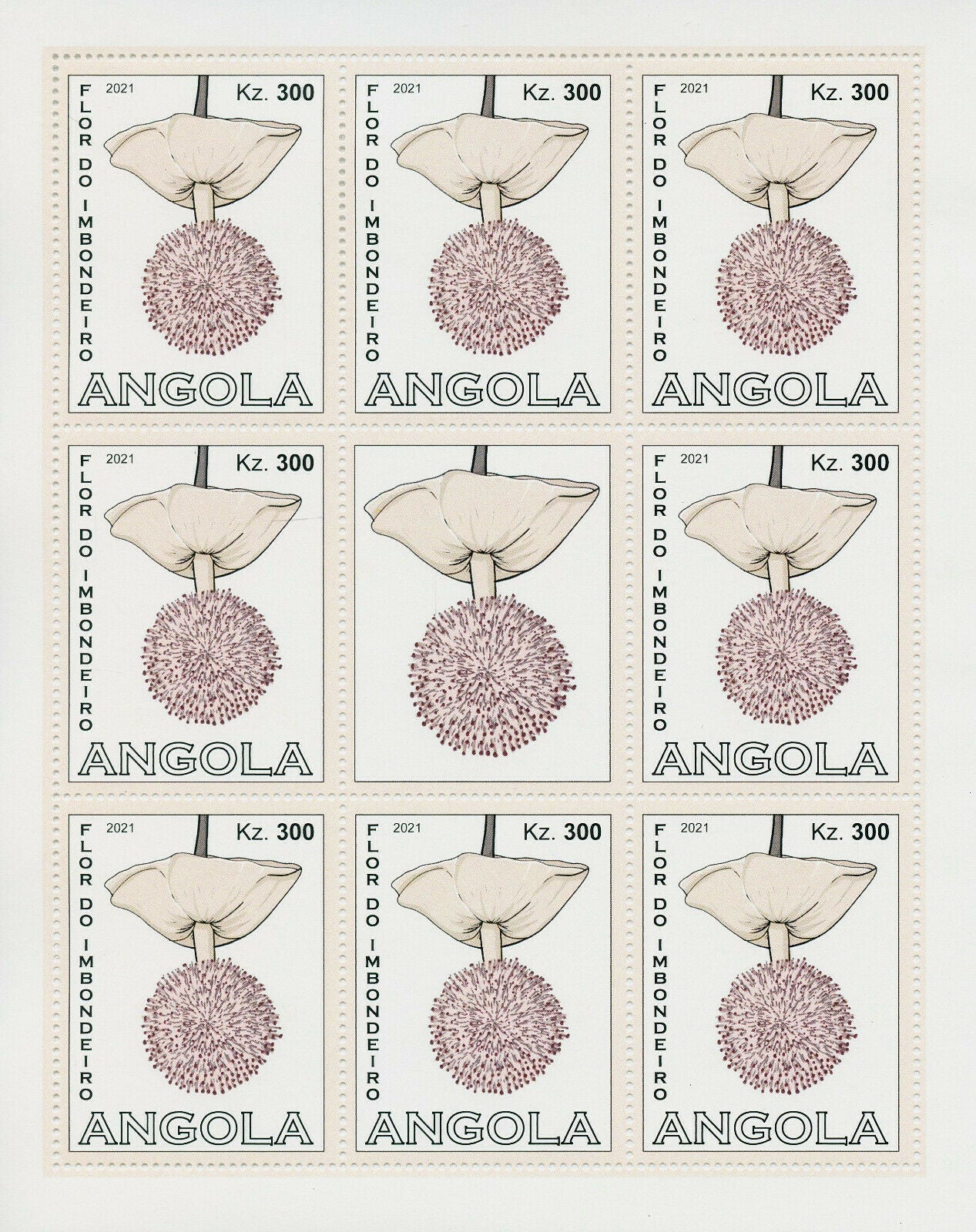 Angola 2021 MNH Flowers Stamps Baobab Flowers Trees Nature & Plants 3x 8v M/S
