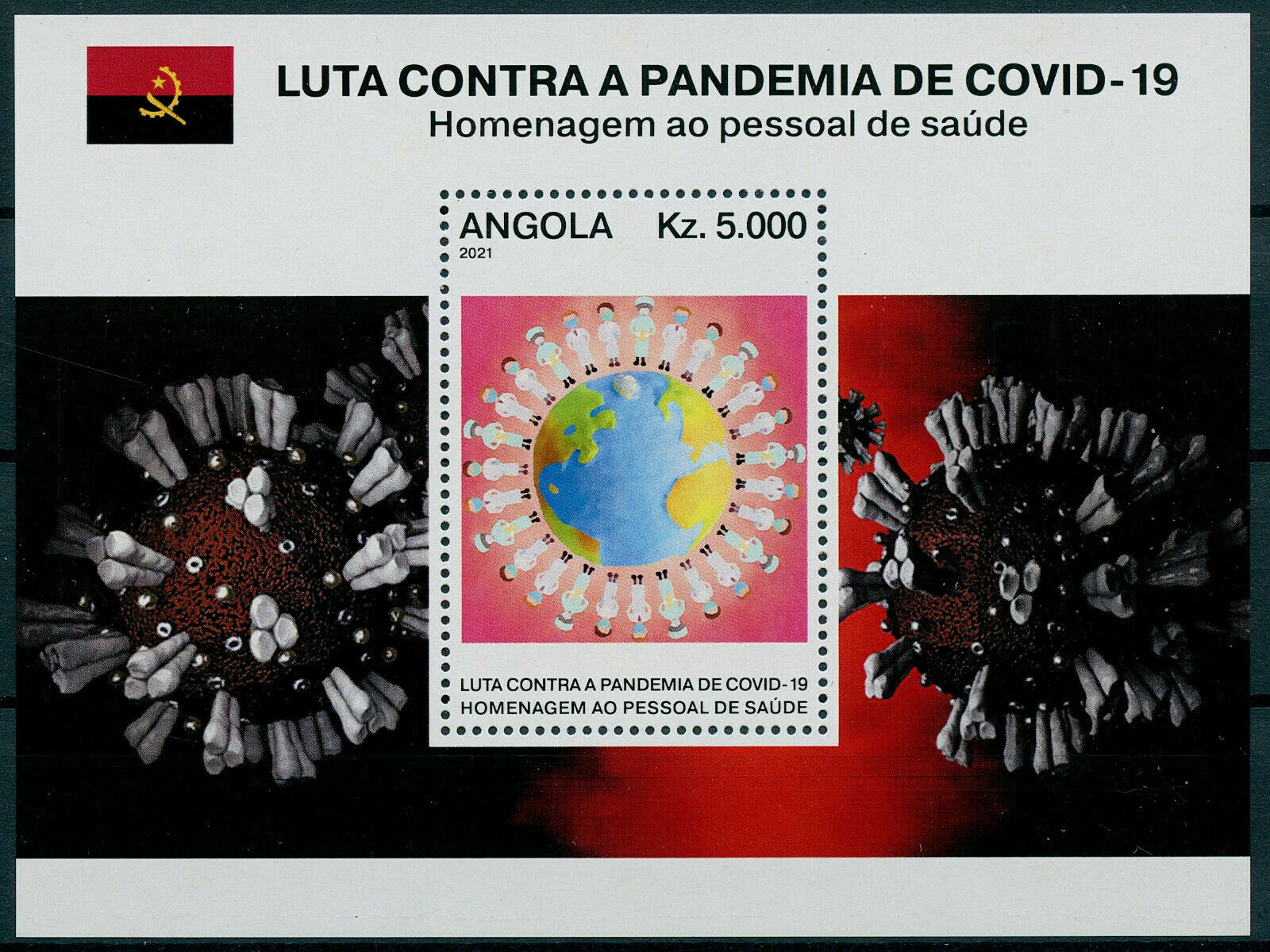 Angola 2021 MNH Medical Stamps Corona Tribute to Health Workers 111 Covid Covid-19 1v M/S