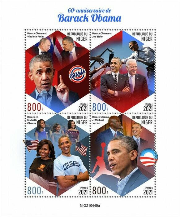 Niger 2021 MNH Barack Obama Stamps Michelle Putin Joe Biden US Presidents 4v M/S