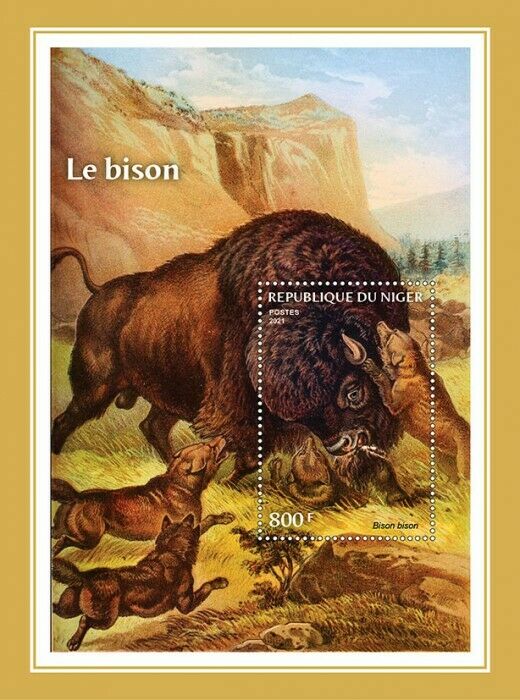 Niger 2021 MNH Wild Animals Stamps Bison 1v S/S