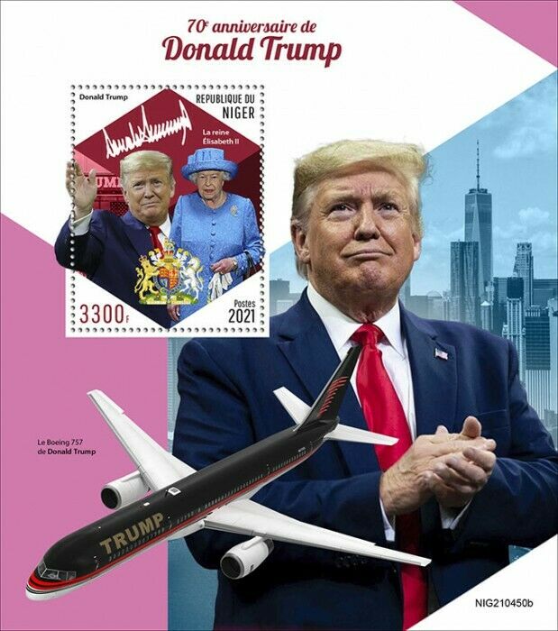 Niger 2021 MNH Donald Trump Stamps Queen Elizabeth II US Presidents 1v S/S
