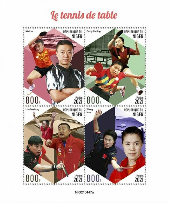 Niger 2021 MNH Sports Stamps Table Tennis Ma Lin Deng Yaping Wang Nan 4v M/S