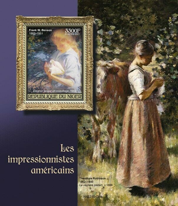 Niger 2021 MNH Art Stamps American Impressionists Paintings Frank Benson 1v S/S
