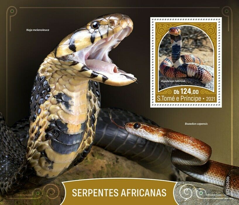 Sao Tome & Principe 2021 MNH Reptiles Stamps African Snakes Coral Snake 1v S/S