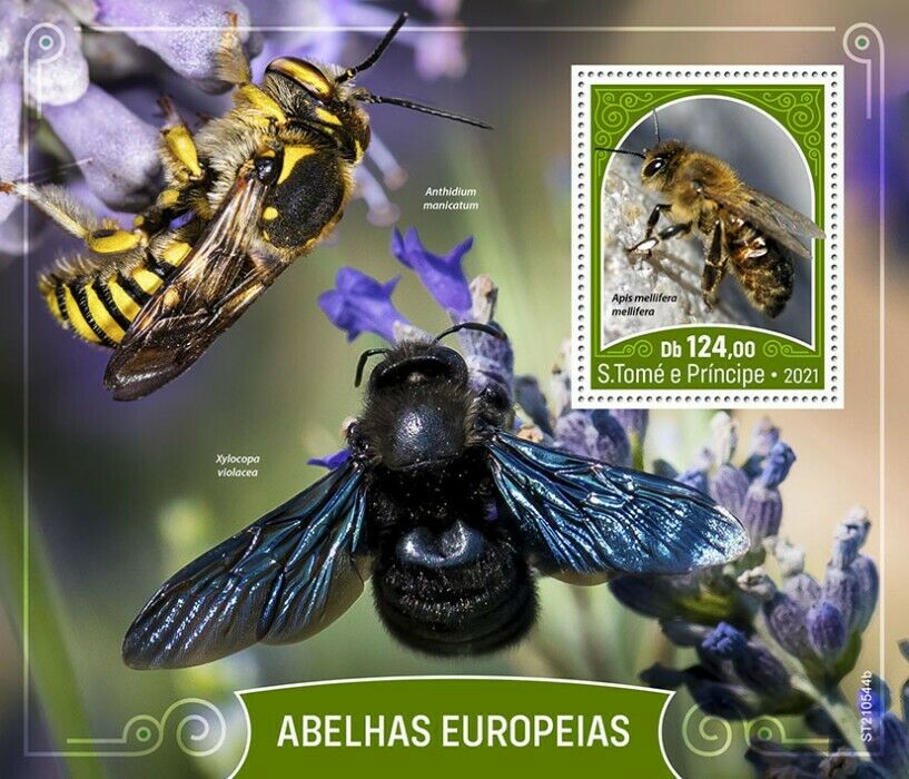 Sao Tome & Principe 2021 MNH European Bees Stamps Honey Bee Insects 1v S/S