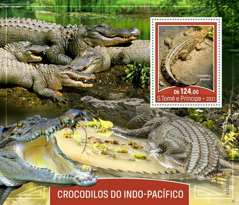 Sao Tome & Principe 2021 MNH Reptiles Stamps Indo-Pacific Crocodiles 1v S/S