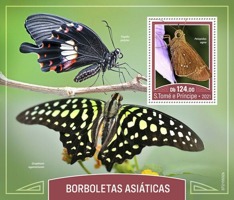 Sao Tome & Principe 2021 MNH Asian Butterflies Stamps Swift Butterfly 1v S/S