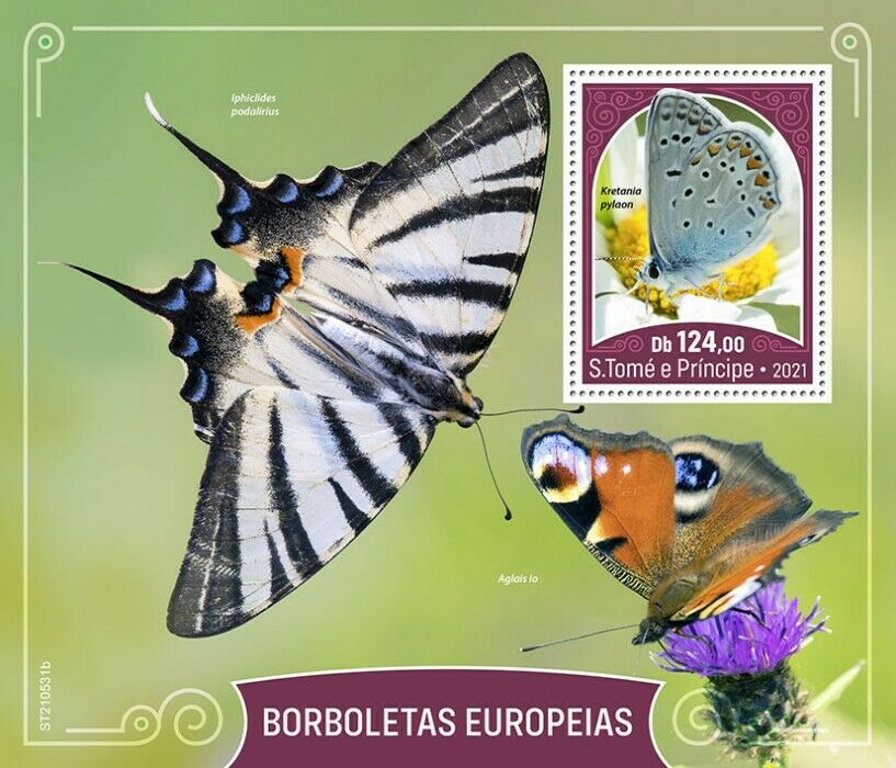Sao Tome & Principe 2021 MNH European Butterflies Stamps Butterfly 1v S/S