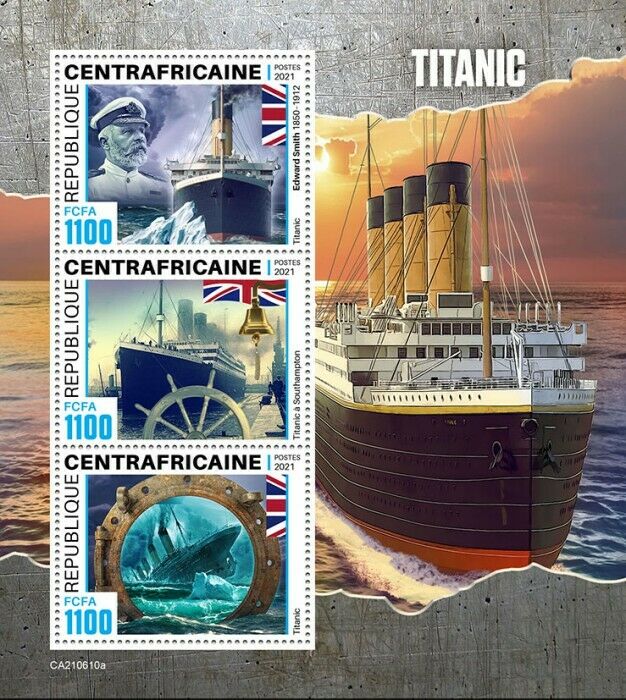 Central African Rep 2021 MNH Ships Stamps Titanic Edward Smith Nautical 3v M/S