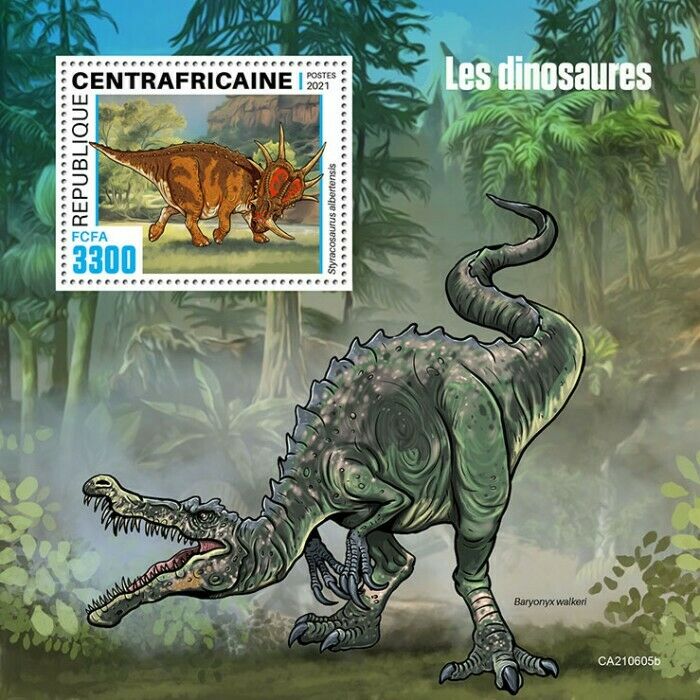 Central African Rep 2021 MNH Dinosaurs Stamps Prehistoric Animals 1v S/S