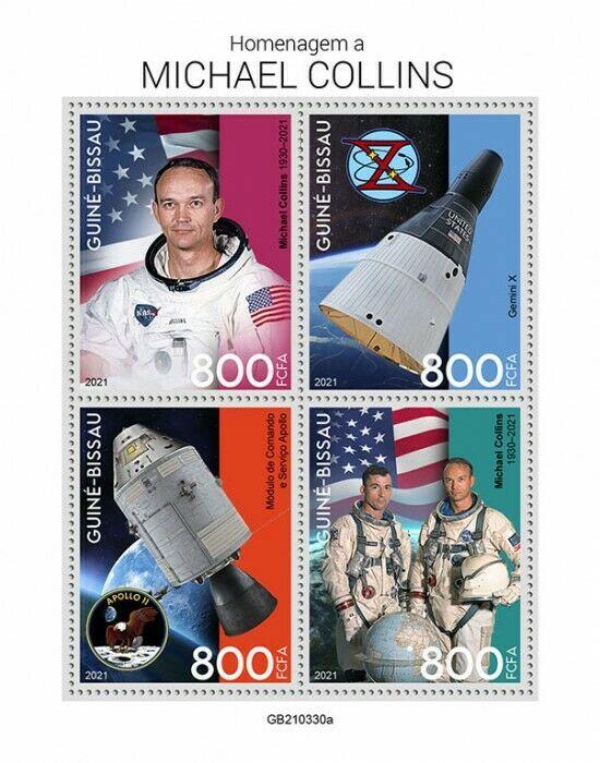 Guinea-Bissau 2021 MNH Space Stamps Michael Collins Apollo 11 Moon Landing 4v MS