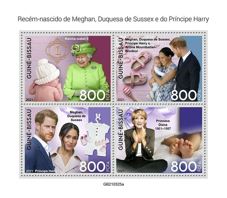 Guinea-Bissau 2021 MNH Royalty Stamps Princess Lilibet Prince Harry Meghan 4v M/S