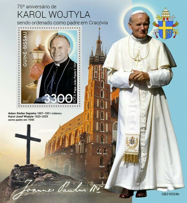 Guinea-Bissau 2021 MNH Pope John Paul II Stamps Karol Wojtyla Religion 1v S/S