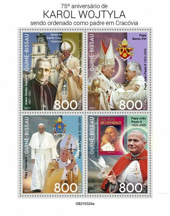 Guinea-Bissau 2021 MNH Pope John Paul II Stamps Karol Wojtyla Religion 4v M/S