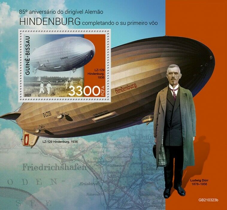 Guinea-Bissau 2021 MNH Aviation Stamps Zeppelins LZ 129 Hindenburg Flight 1v S/S