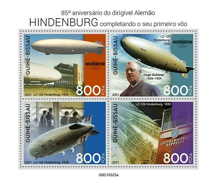 Guinea-Bissau 2021 MNH Aviation Stamps Zeppelins LZ 129 Hindenburg Flight 4v M/S