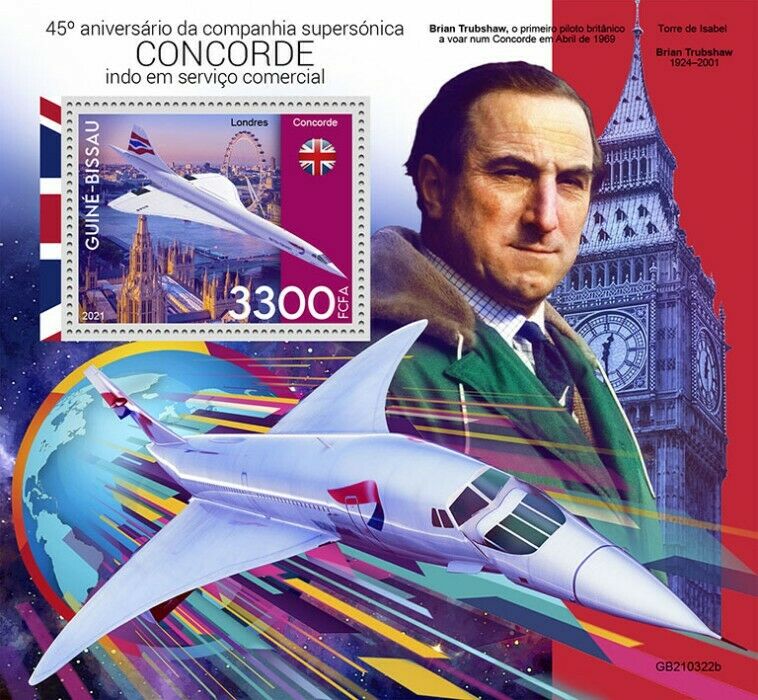 Guinea-Bissau 2021 MNH Concorde Stamps Aviation Aircraft Big Ben 1v S/S