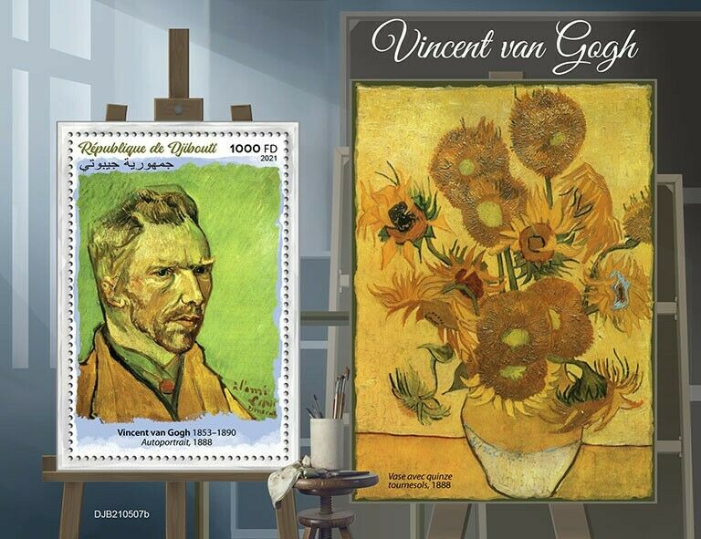 Djibouti 2021 MNH Art Stamps Vincent Van Gogh Paintings Self-Portraits 1v S/S