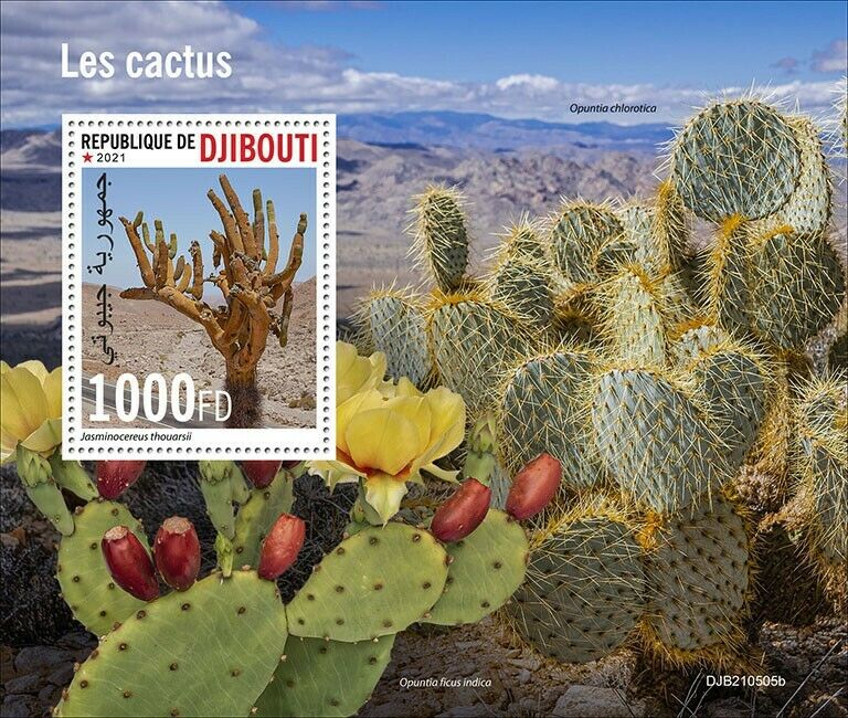 Djibouti 2021 MNH Plants Stamps Cactus Opuntia Cacti Flowers Nature 1v S/S