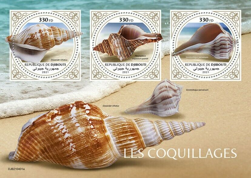 Djibouti 2021 MNH Seashells Stamps Sea Shells Doxander Pleuroploca Marine 3v M/S