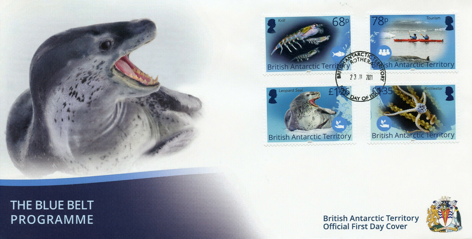 BAT 2021 FDC Marine Animals Stamps Blue Belt Programme Seals Brittlestar 4v Set