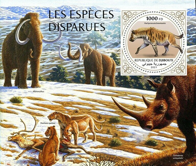 Djibouti 2021 MNH Prehistoric Animals Stamps Extinct Species Mammoths 1v S/S