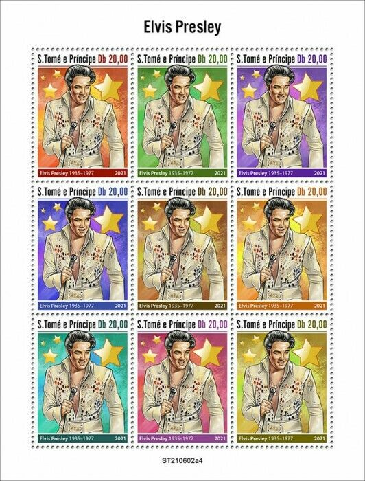 Sao Tome & Principe 2021 MNH Elvis Presley Stamps Music Celebrities 9v M/S IV