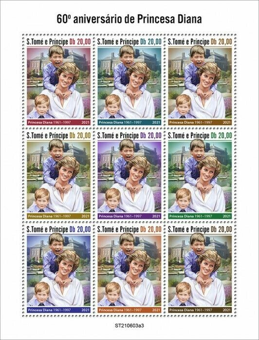 Sao Tome & Principe 2021 MNH Royalty Stamps Princess Diana William 9v M/S III
