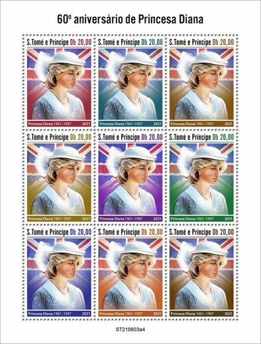 Sao Tome & Principe 2021 MNH Royalty Stamps Princess Diana William 9v M/S IV