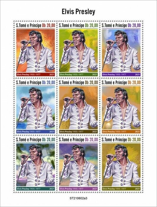 Sao Tome & Principe 2021 MNH Elvis Presley Stamps Music Celebrities 9v M/S III