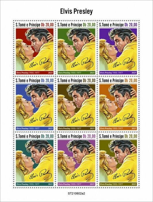 Sao Tome & Principe 2021 MNH Elvis Presley Stamps Music Celebrities 9v M/S II