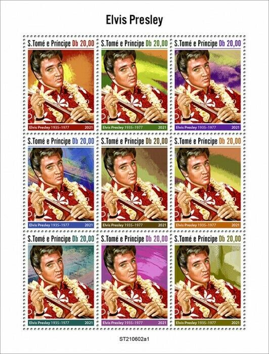Sao Tome & Principe 2021 MNH Elvis Presley Stamps Music Celebrities 9v M/S I