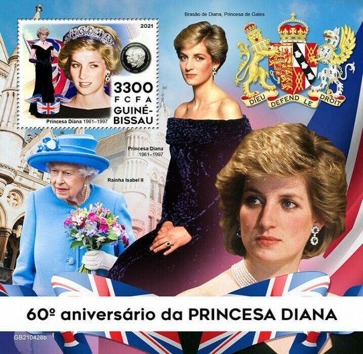 Guinea-Bissau 2021 MNH Royalty Stamps Princess Diana Queen Elizabeth II 1v S/S