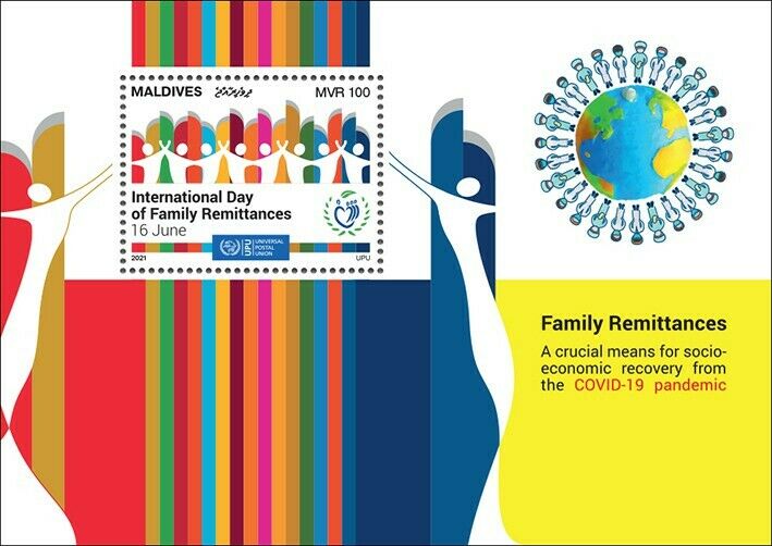Maldives 2021 MNH Stamps Intl Day Family Remittances UPU Corona Covid-19 Covid Medical 1v S/S