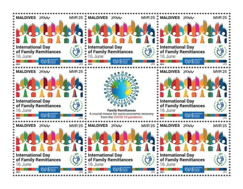 Maldives 2021 MNH Stamps Intl Day Family Remittances UPU Corona Covid-19 Covid Medical 8v M/S
