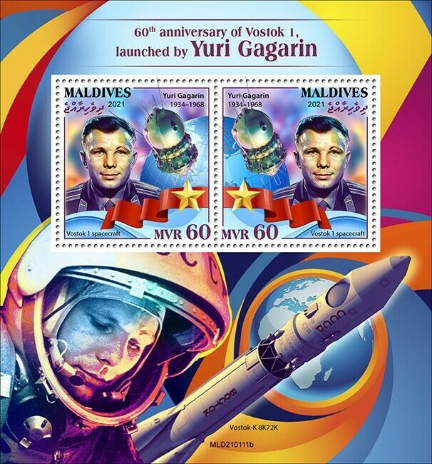 Maldives 2021 MNH Space Stamps Yuri Gagarin Vostok 1 Launch 2v S/S