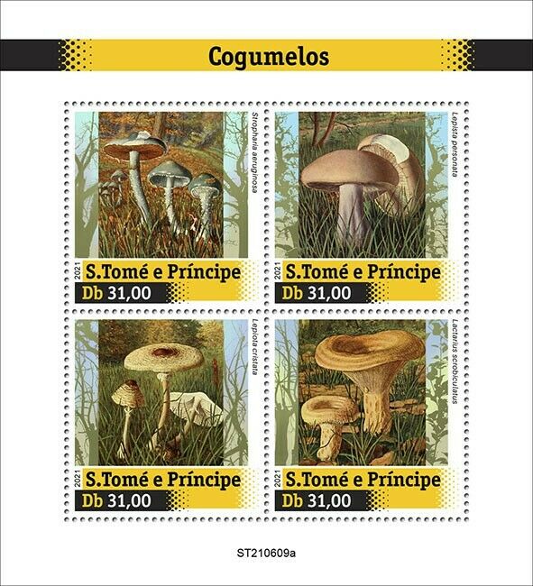Sao Tome & Principe 2021 MNH Mushrooms Stamps Lepista Fungi Mushroom 4v M/S