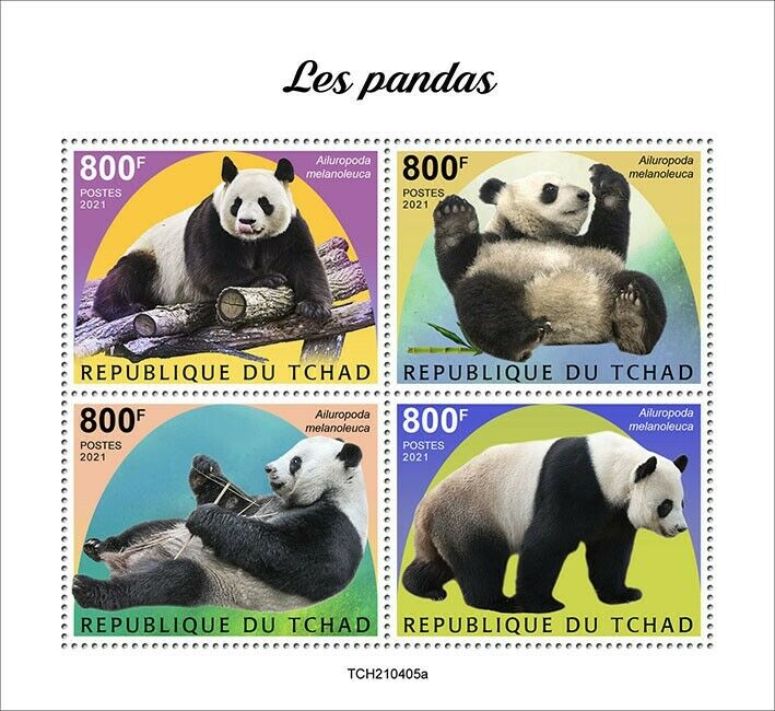 Chad 2021 MNH Wild Animals Stamps Pandas Giant Panda Bears 4v M/S