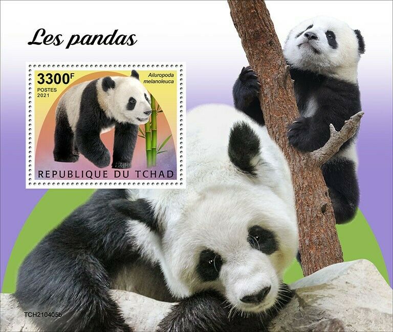 Chad 2021 MNH Wild Animals Stamps Pandas Giant Panda Bears 1v S/S
