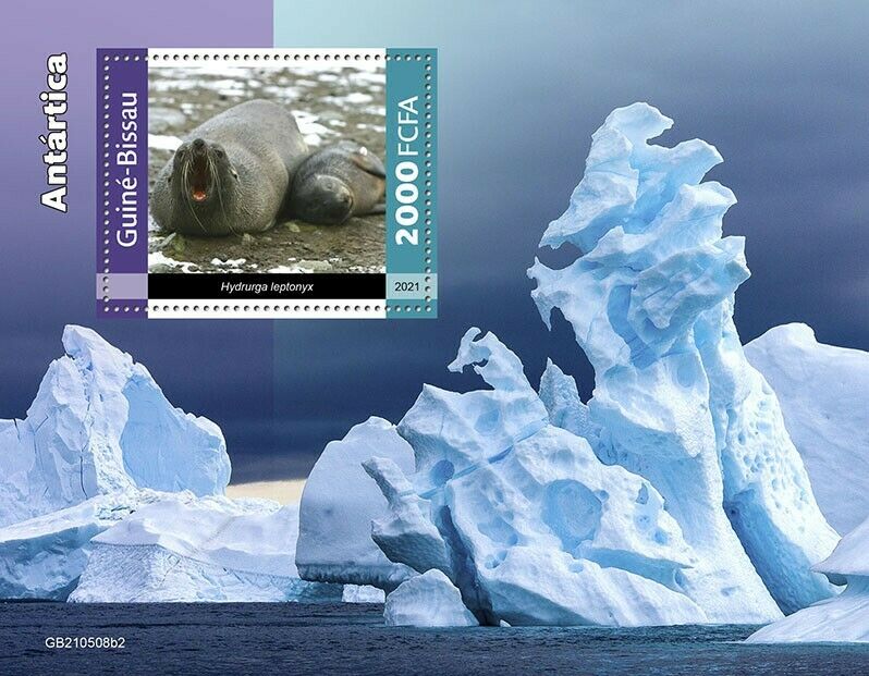 Guinea-Bissau 2021 MNH Antarctica Stamps Leopard Seal Seals Landscapes 1v S/S II