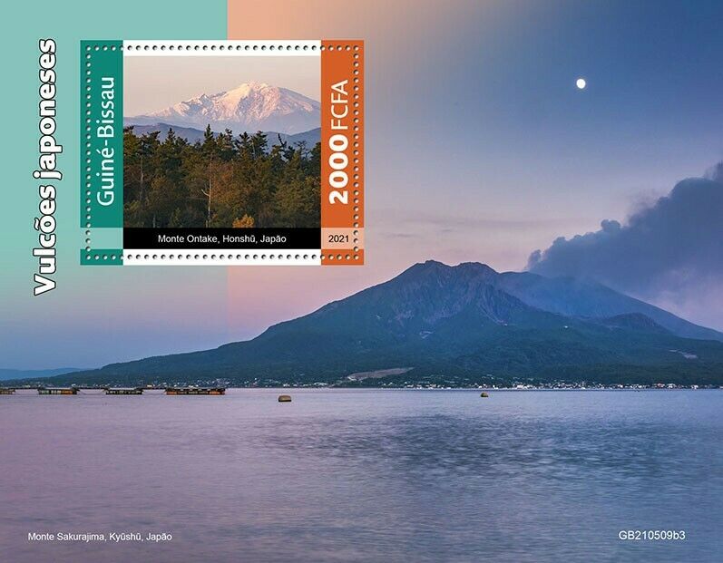 Guinea-Bissau 2021 MNH Japanese Volcanoes Stamps Landscapes Mountains 1v S/S III