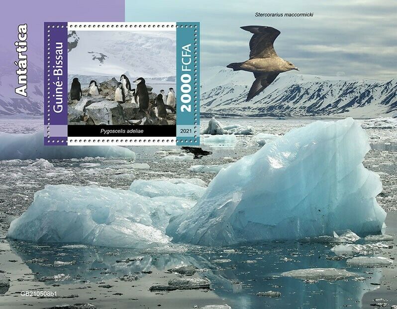 Guinea-Bissau 2021 MNH Antarctica Stamps Penguins Birds Landscapes 1v S/S I