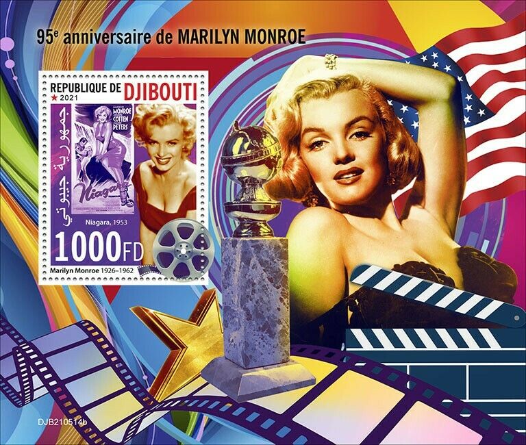 Djibouti 2021 MNH Marilyn Monroe Stamps Celebrities Actresses People 1v S/S