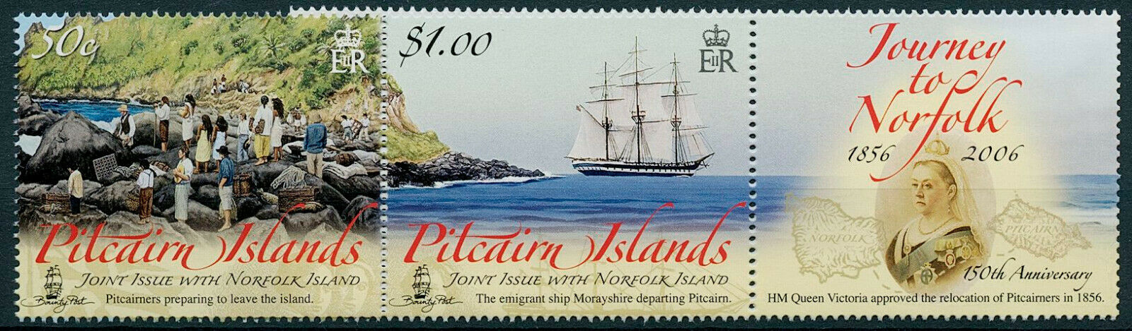 Pitcairn Islands 2006 MNH Ships Stamps Journey to Norfolk Island JIS 4v Strip