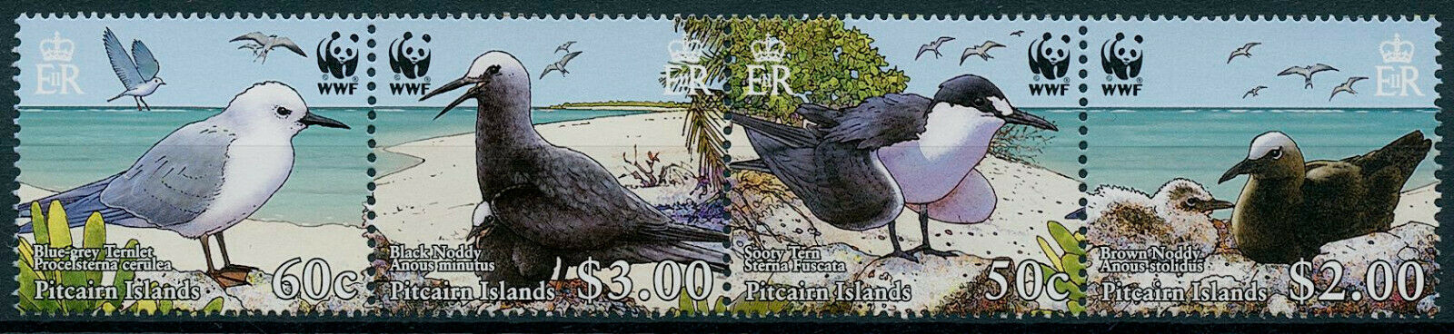 Pitcairn Islands 2007 MNH WWF Stamps Terns & Noddies Sooty Tern Birds 4v Strip