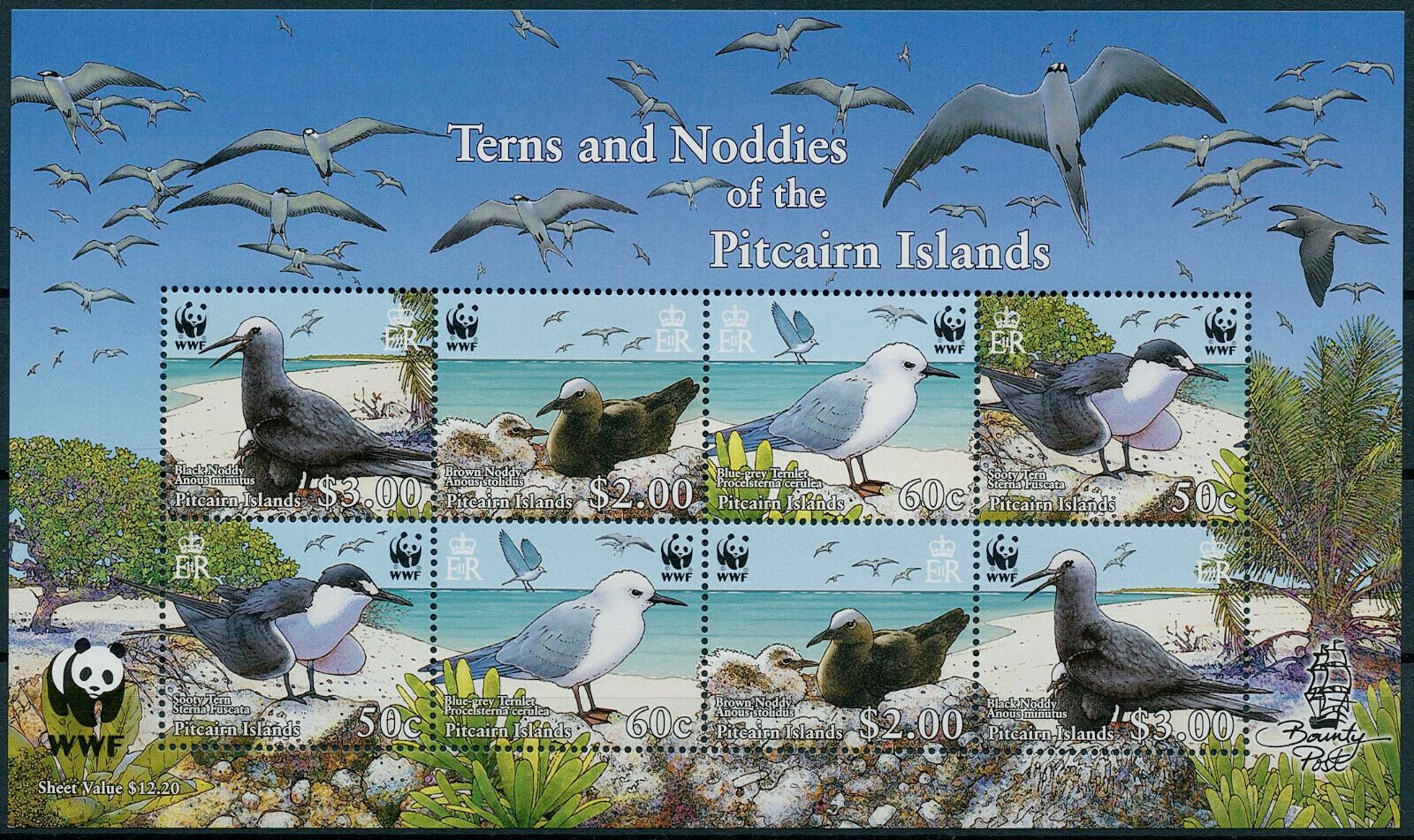 Pitcairn Islands 2007 MNH WWF Stamps Terns & Noddies Sooty Tern Birds 8v M/S