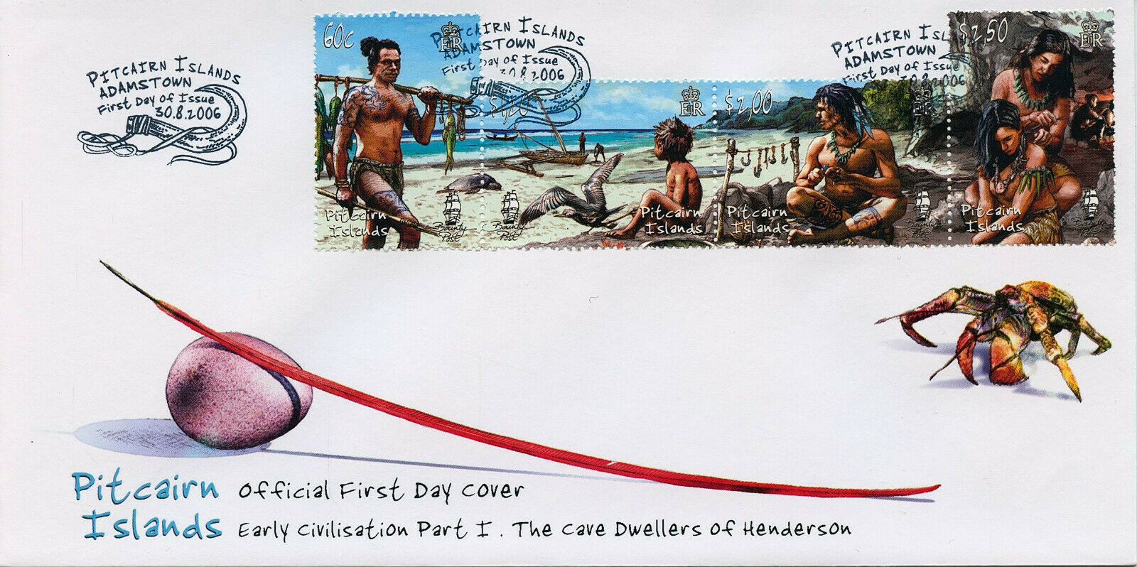 Pitcairn Islands 2006 FDC Stamps Early Civilisation Part I Cave Dwellers 4v Set